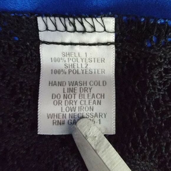 Monteau Blue Black Tank Top Womens Sz M Lace‎ Back Sheer Blouse Shirt Sexy Date - Picture 7 of 7